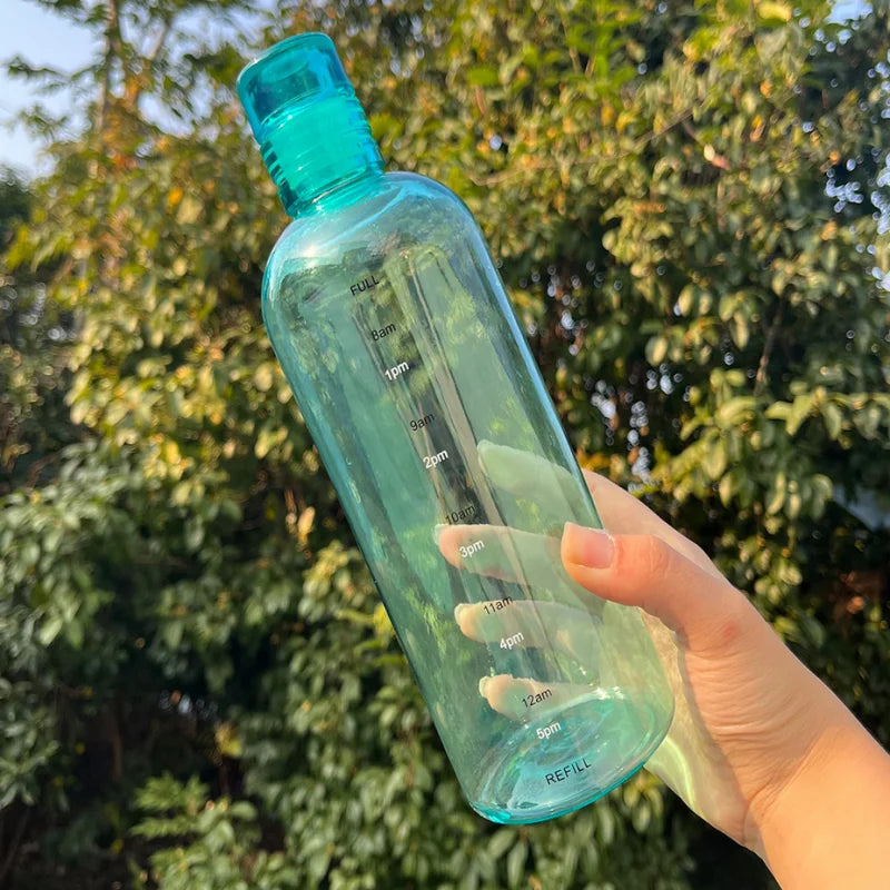 Elegant Water Bottle with Time Markers — 700ml, Leakproof & Lightweight