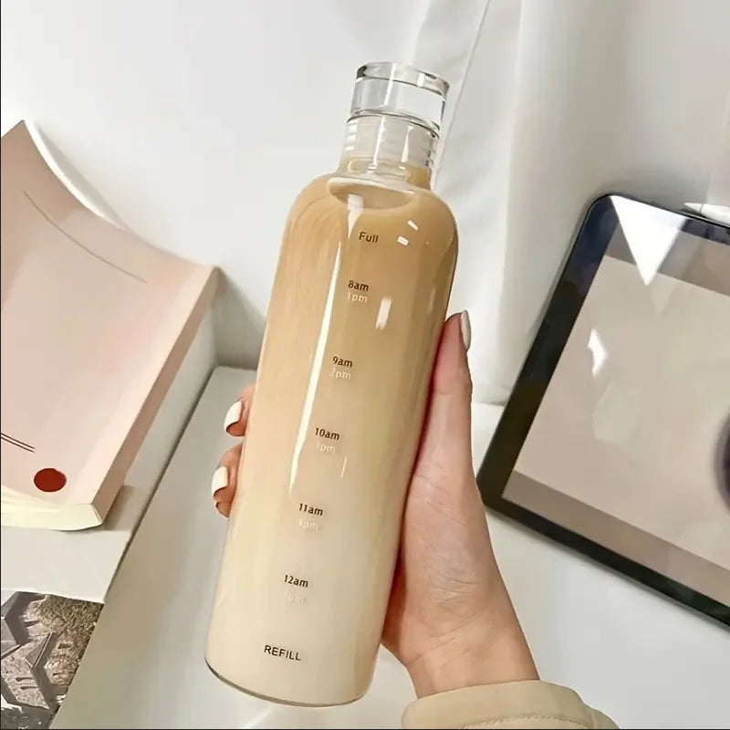 Elegant Water Bottle with Time Markers — 700ml, Leakproof & Lightweight