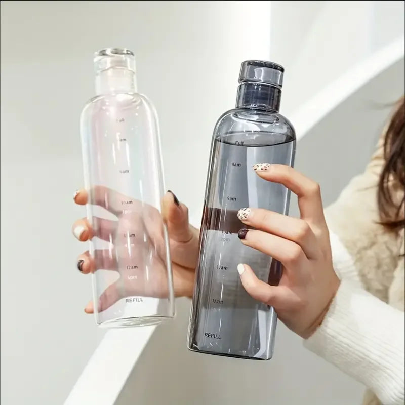 Elegant Water Bottle with Time Markers — 700ml, Leakproof & Lightweight
