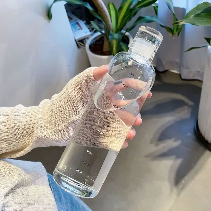 Elegant Water Bottle with Time Markers — 700ml, Leakproof & Lightweight