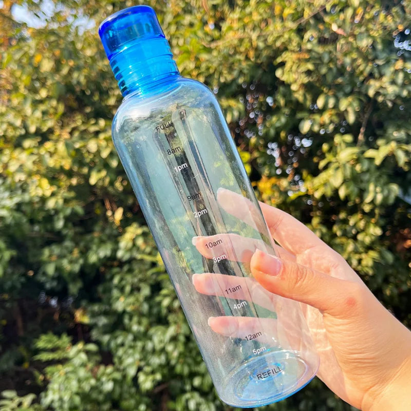 Elegant Water Bottle with Time Markers — 700ml, Leakproof & Lightweight