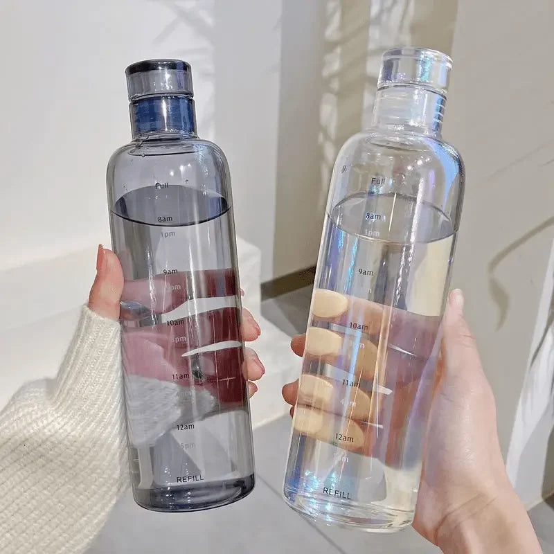 Elegant Water Bottle with Time Markers — 700ml, Leakproof & Lightweight