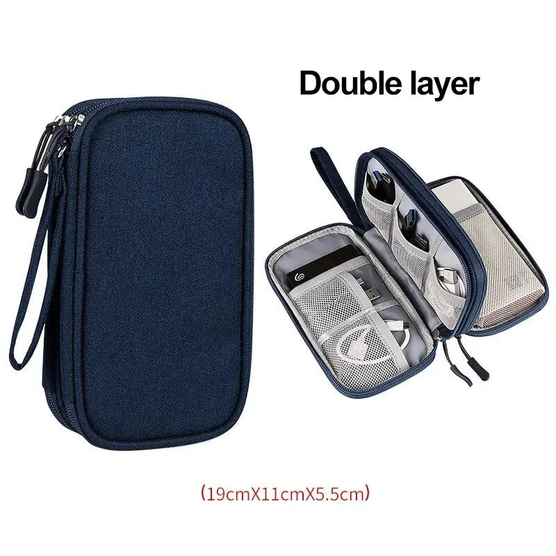 Travel Cable Organizer Bag — Waterproof, Double Layer & Always Tangle-Free