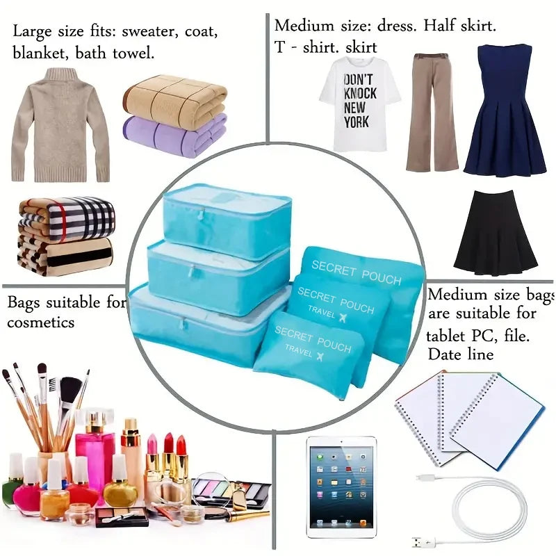 6-Piece Travel Packing Cubes Set — Waterproof, Large Capacity & Actually Cute